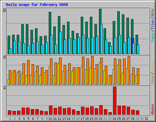 Daily usage for February 2020